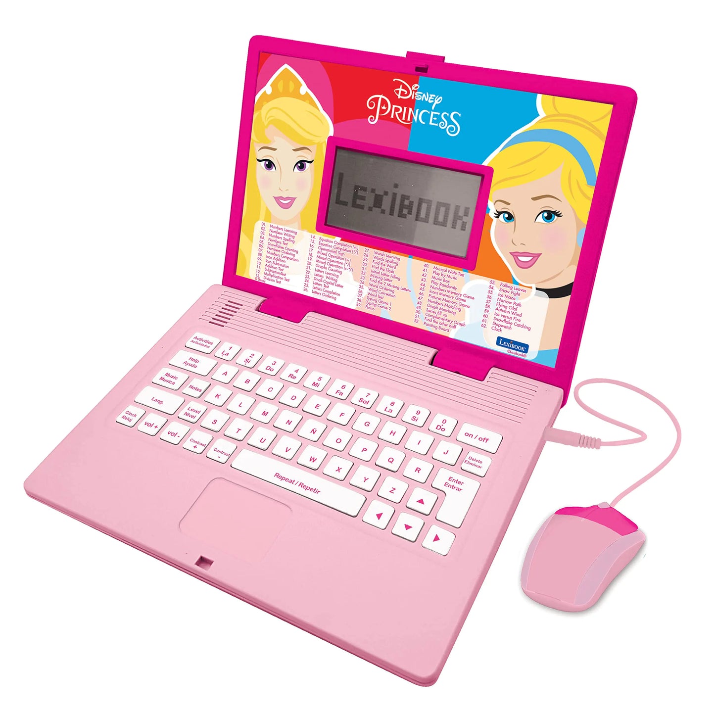 Lexibook Educational and Bilingual Laptop Spanish/English Girls Toy with 124 Activities to Learn Play Games and Music Pink JC598DPi2 - JoyBoxOneStop
