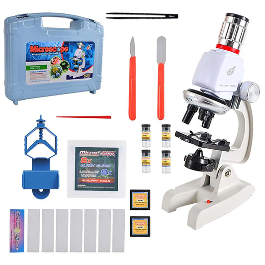 STEM Microscope Kit for Kids 100x–1200x with LED Light & Phone Stand – Educational Science Toy Gift (Ages 5–13)Microscope Kit LED Light with Phone Stand Science Kits for Kids STEM Gift toys for age 5-7 8-13 - JoyBoxOneStop