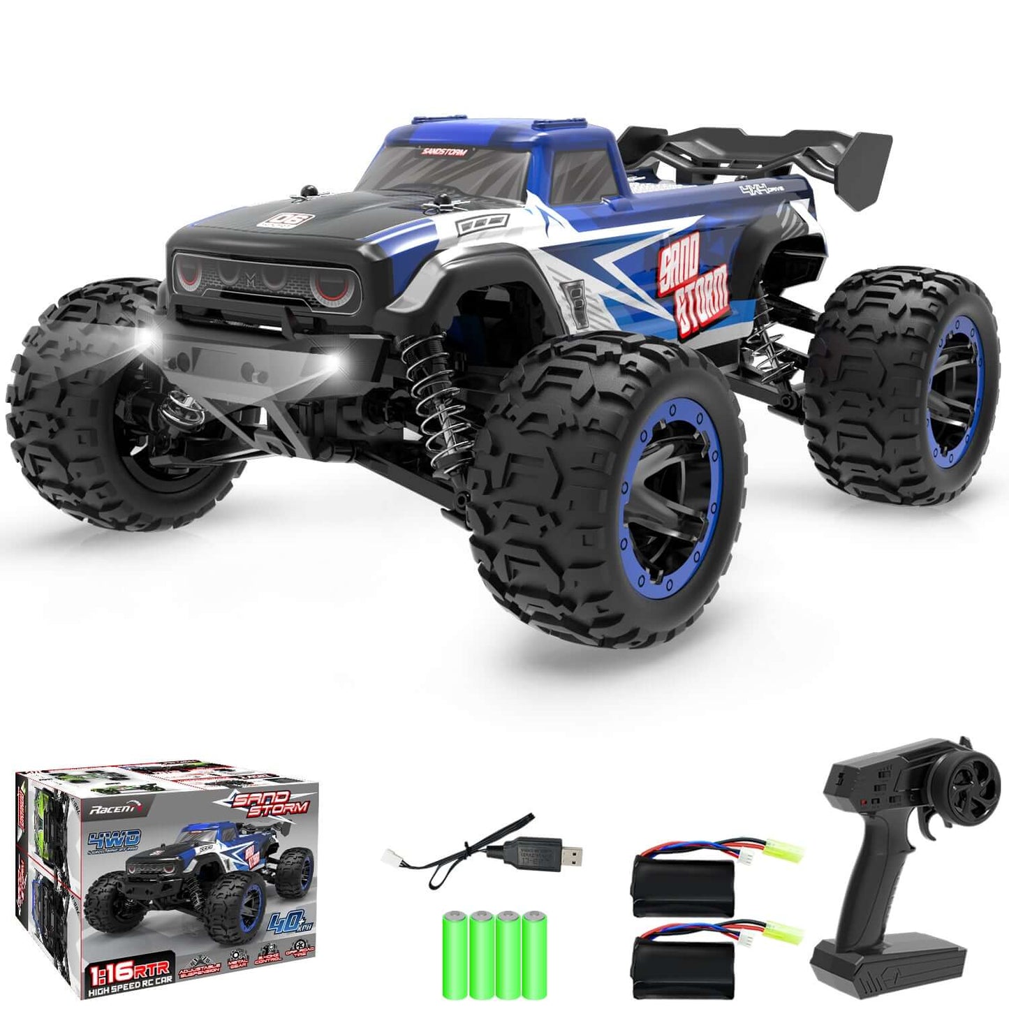 RACENT SandStorm 1/16 High-Speed RC Truck, 40km/h Fast Off-Road Car - JoyBoxOneStop