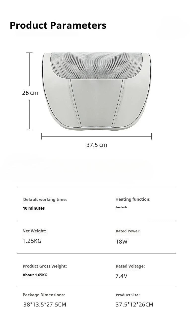 Lenovo Massage Pillow Electric Multifunctional Hot Compress Neck Massager Waist Back Shoulder Shiatsu Kneaded for car home use