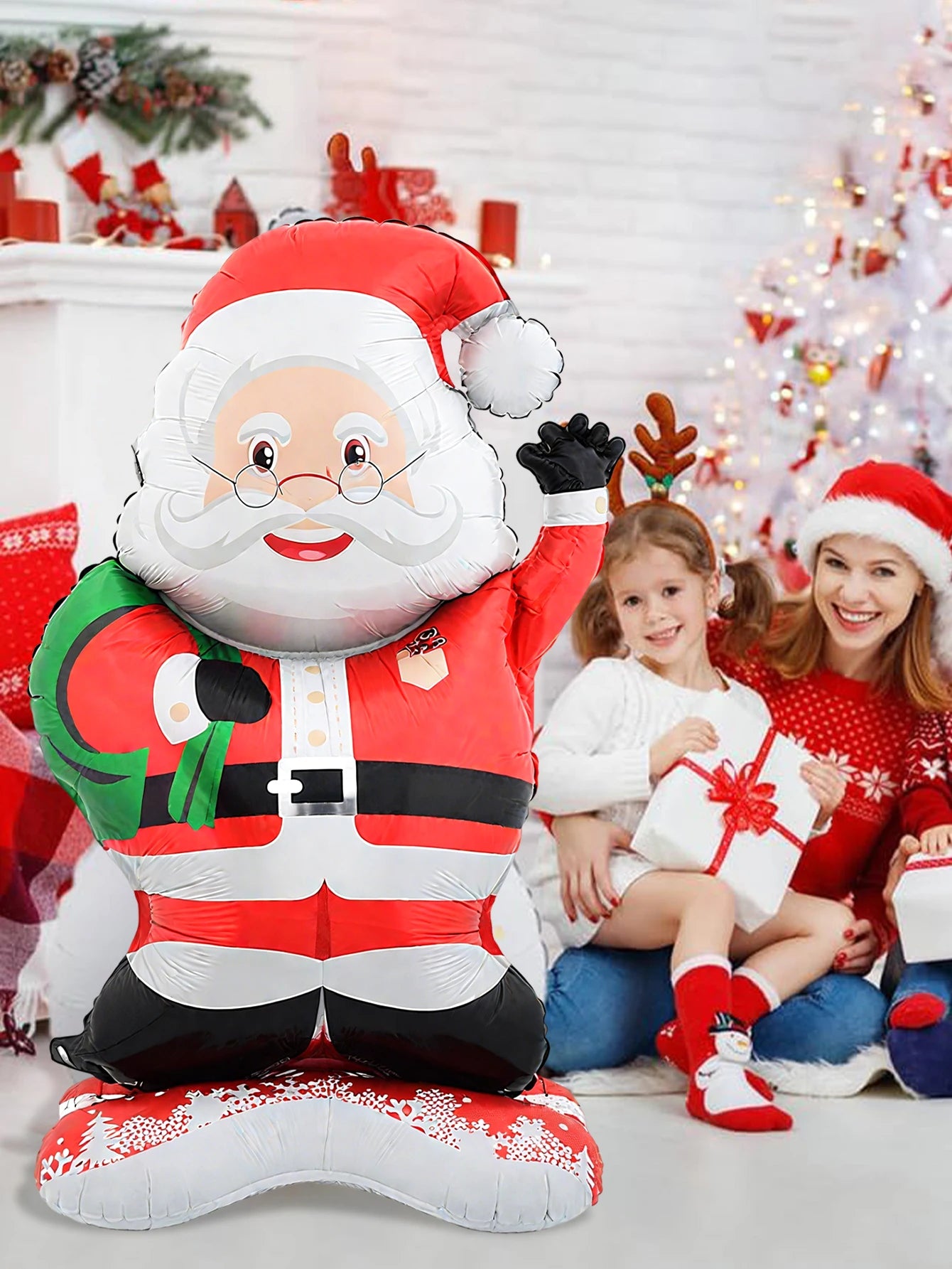 Standing Santa Claus Foil Balloon, Christmas Decoration, Christmas Theme Party, Theme Holiday Party, New Year Party Family