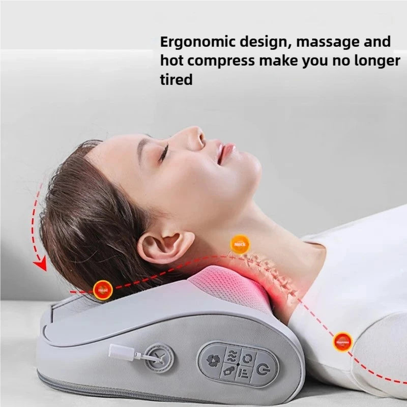 Lenovo Massage Pillow Electric Multifunctional Hot Compress Neck Massager Waist Back Shoulder Shiatsu Kneaded for car home use