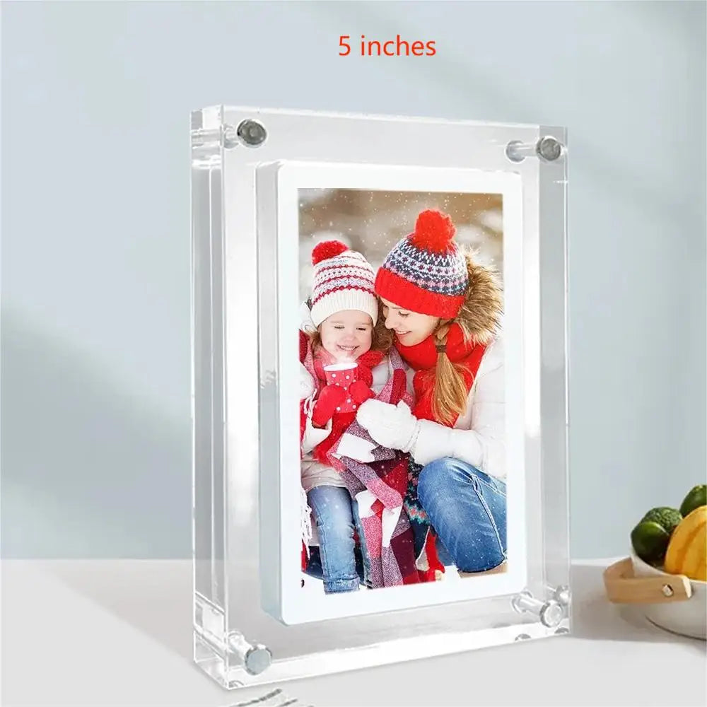 Acrylic Digital Photo Frame 5/7 Inch 1000mAh Vertical Display IPS Screen 4G Memory Battery Porta Retrato Digital