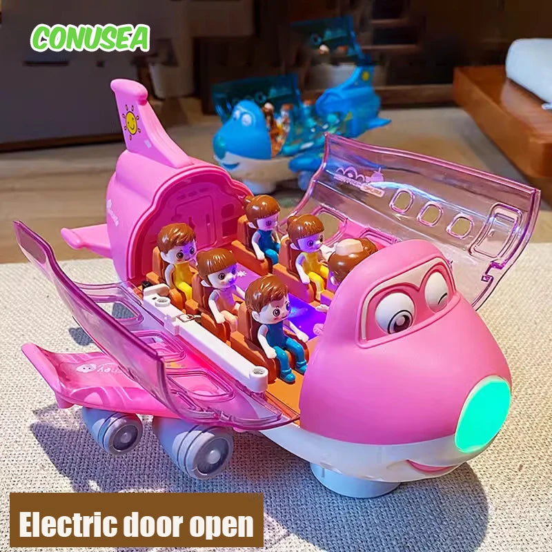 Kids Toys Electric Plane Aircraft Toys Car Airplane Model Music Simulation Boy Children Traffic Toy Christmas Gifts for Girls - JoyBoxOneStop