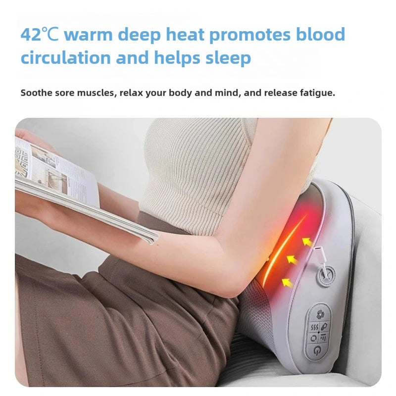 Lenovo Massage Pillow Electric Multifunctional Hot Compress Neck Massager Waist Back Shoulder Shiatsu Kneaded for car home use