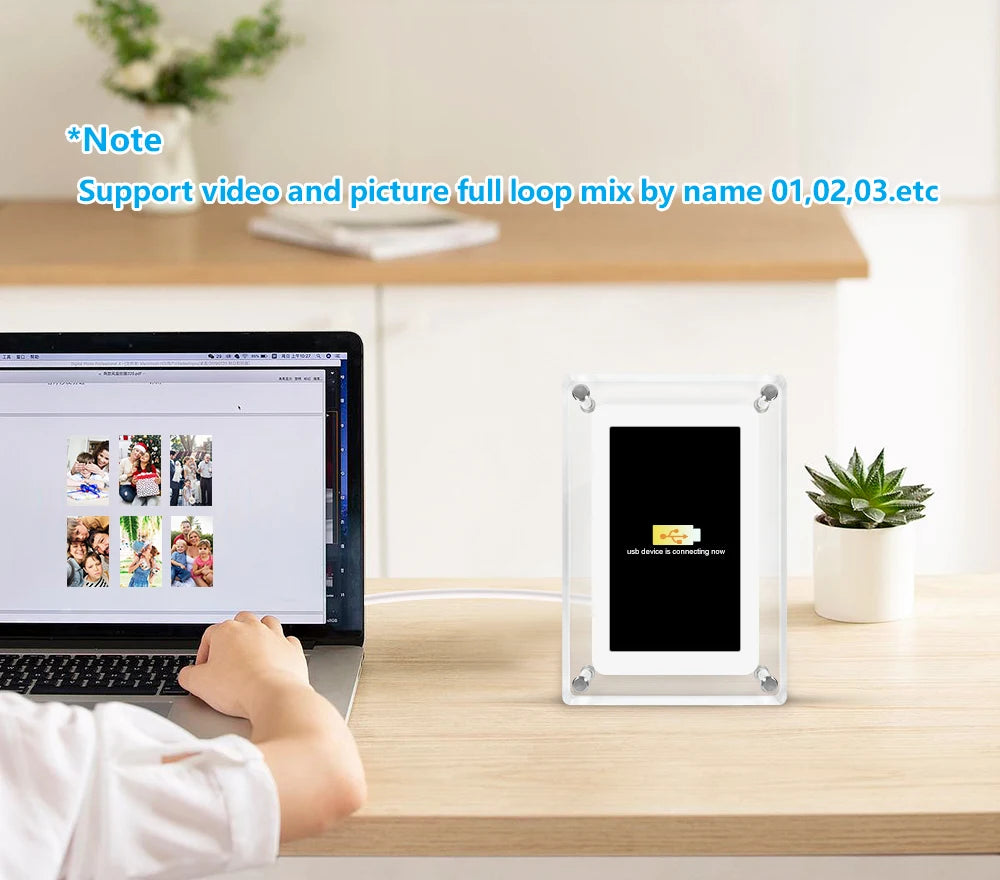 Acrylic Digital Photo Frame 5 Inch 1200mAh Vertical Display IPS Screen 4G Memory Battery Porta Retrato digital picture frame