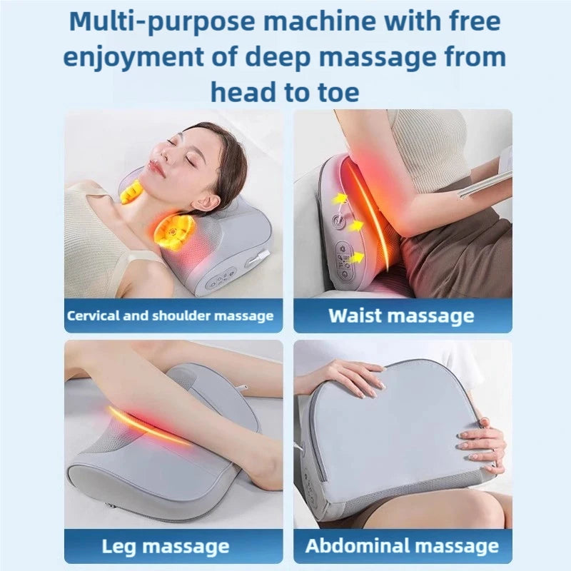 Lenovo Massage Pillow Electric Multifunctional Hot Compress Neck Massager Waist Back Shoulder Shiatsu Kneaded for car home use