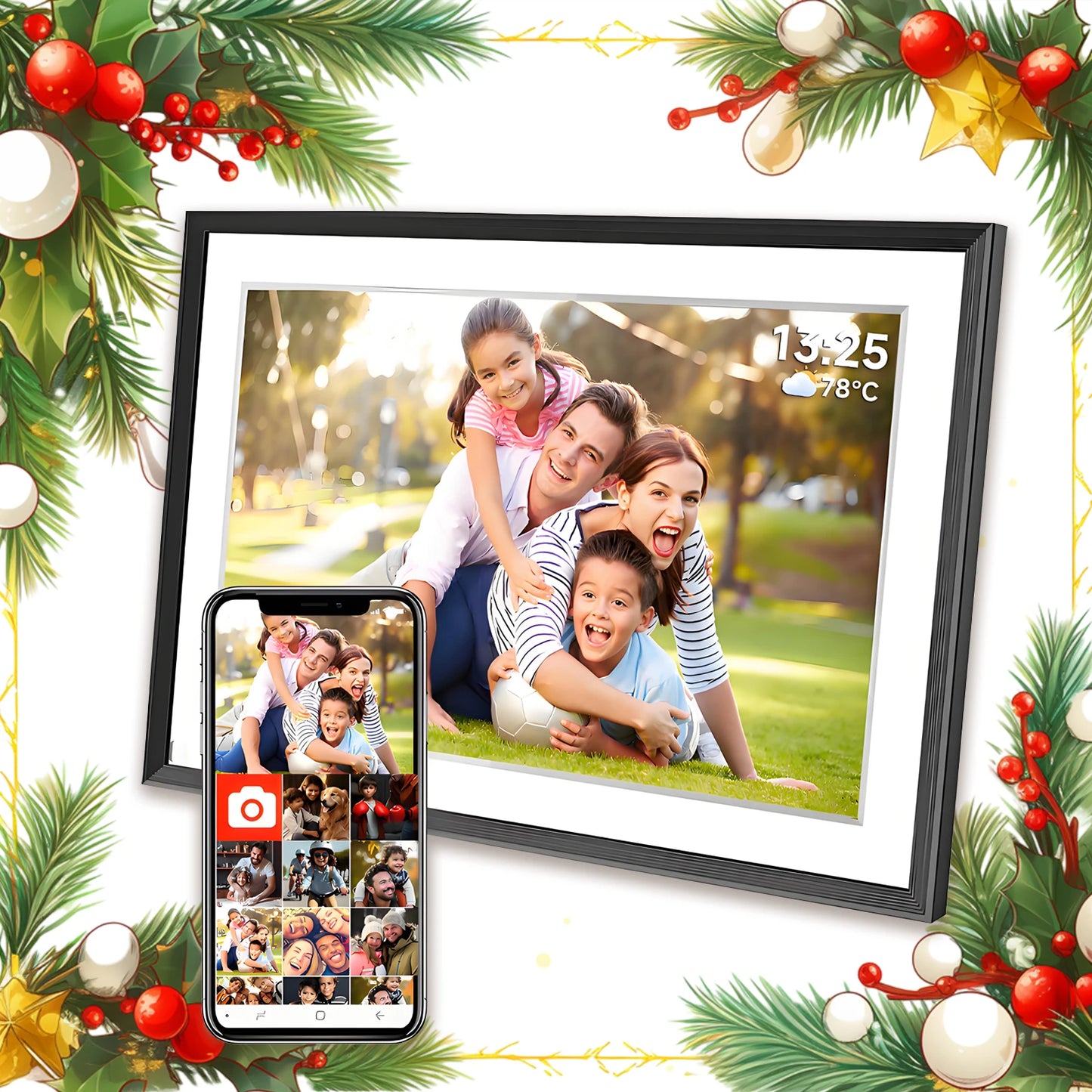 WiFi Digital Picture FrameChristmas Gift Frameo 10.1 Inch1280 * 800IPS HD Cloud Smart Digital Photo Frame,32GB Storage,