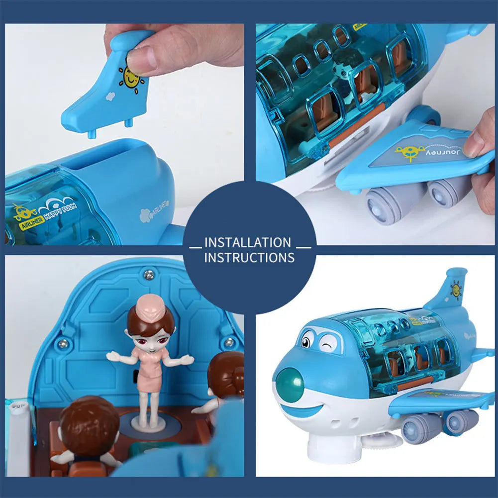 Kids Toys Electric Plane Aircraft Toys Car Airplane Model Music Simulation Boy Children Traffic Toy Christmas Gifts for Girls - JoyBoxOneStop