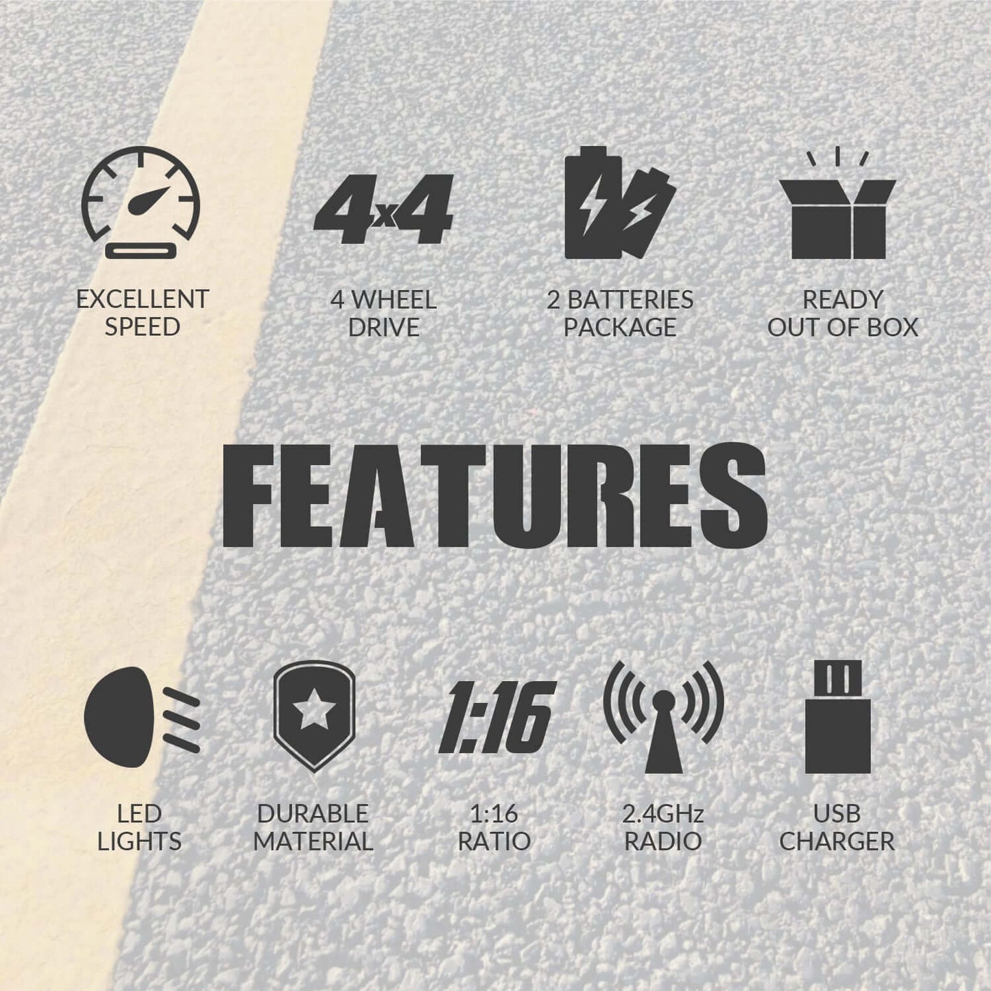 RACENT SandStorm 1/16 High-Speed RC Truck, 40km/h Fast Off-Road Car - JoyBoxOneStop