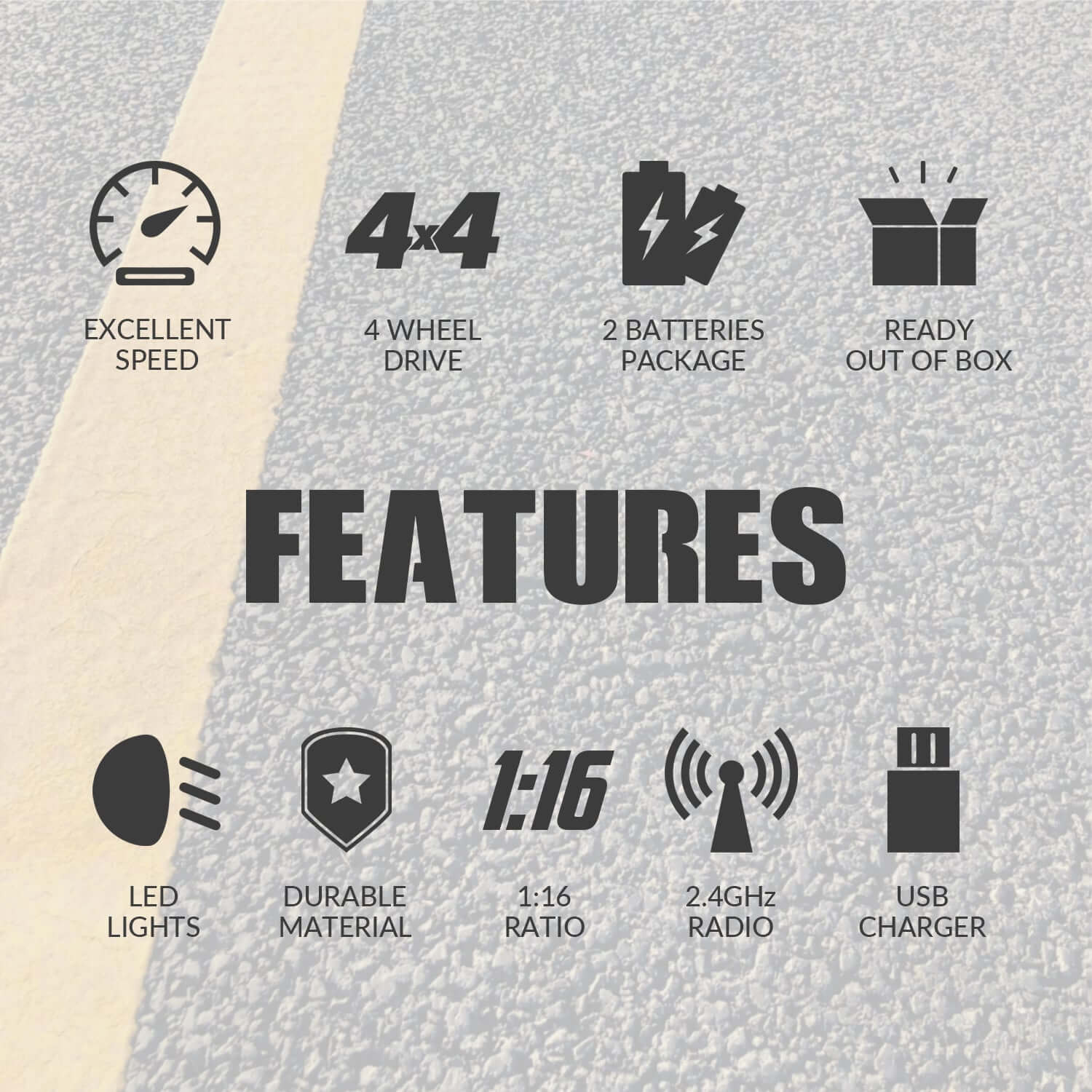 RACENT SandStorm 1/16 High-Speed RC Truck, 40km/h Fast Off-Road Car - JoyBoxOneStop