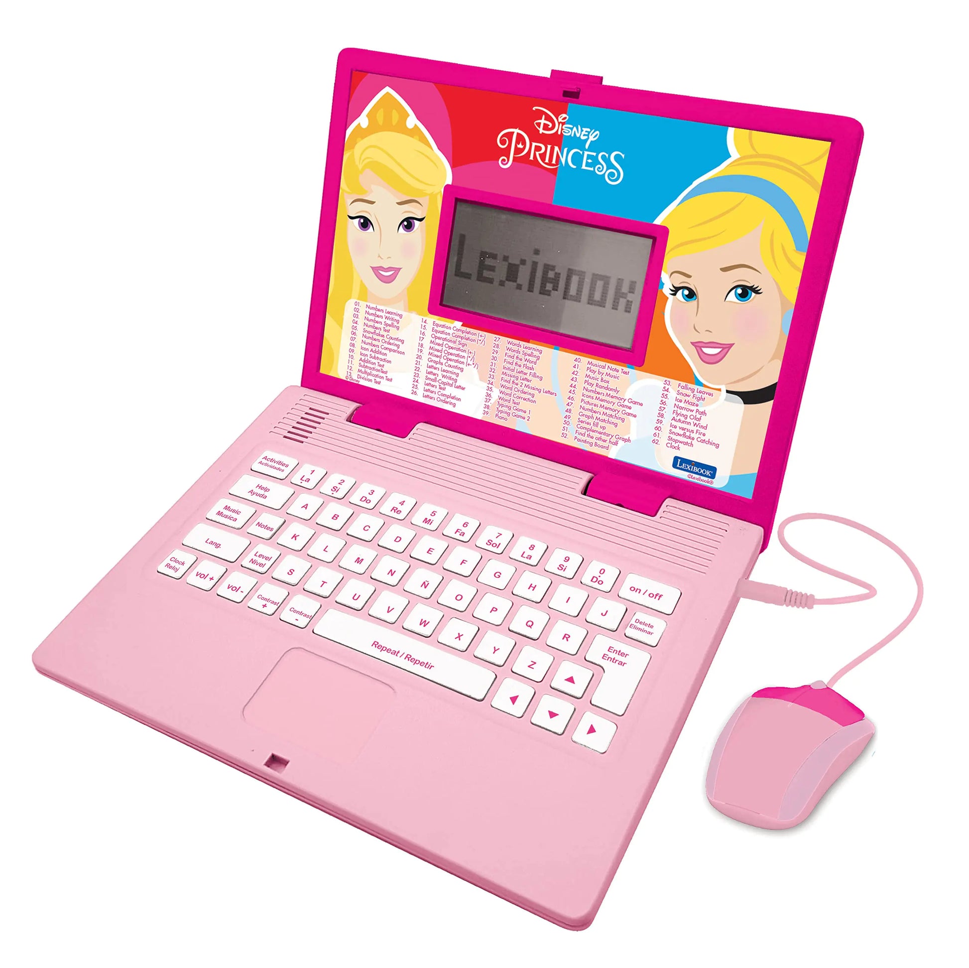 Lexibook Educational and Bilingual Laptop Spanish/English Girls Toy with 124 Activities to Learn Play Games and Music Pink JC598DPi2 - JoyBoxOneStop